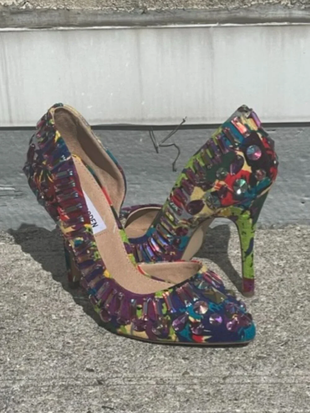 Steve Madden Galatik Multi-Color Rhinestone Heels Size‎ 5.5M